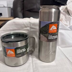 Ozark Trail Stainless Steel Silver Travel Bottle and Stackable Coffee Mug